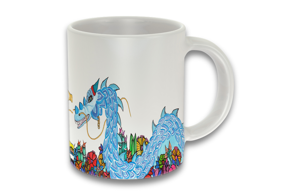 tazza decorata con drago